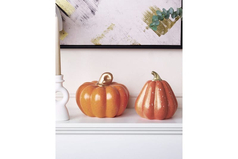 Prydnadsfigur Beliani Chalkida set om 2 Orange||GOLD - Sisustustuotteet - Joulukoristeet & juhlakoristeet - Halloween-koristeet - Halloween kurpitsa & koristekurpitsa