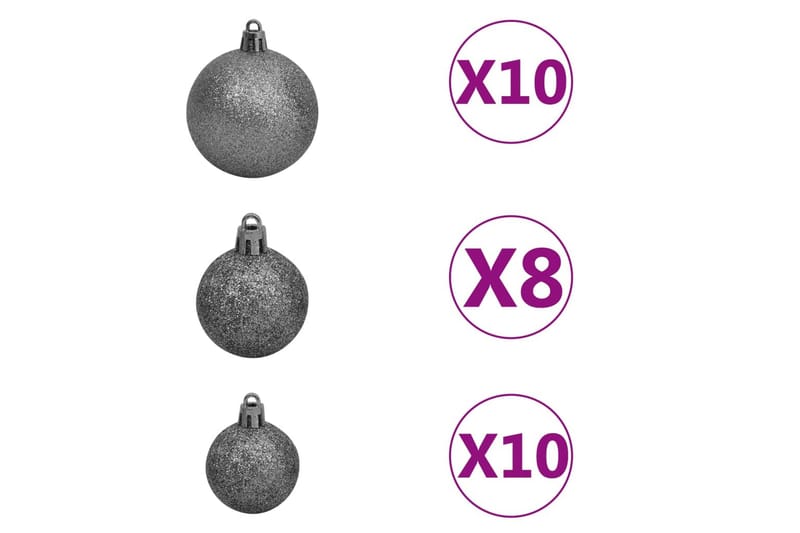 120-osainen Joulupallosetti latvalla 300 LED-valoa/harmaa - Sisustustuotteet - Joulukoristeet & juhlakoristeet - Joulukoristeet - Joulukuusen koristeet