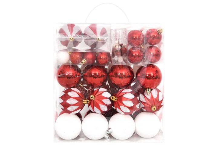 beBasic Joulukuusen koristesarja 64 kpl punainen ja valkoinen - Punainen - Joulukuusen koristeet - Joulukoristeet