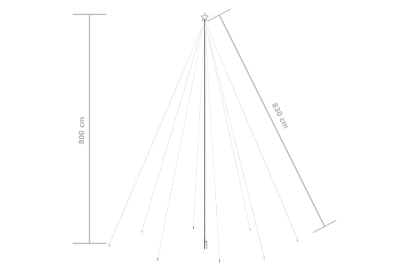 beBasic Joulukuusen valot sisä-/ulkokäyttöön 1300 x LED kylmä valk. 8 m - Tekokuusi