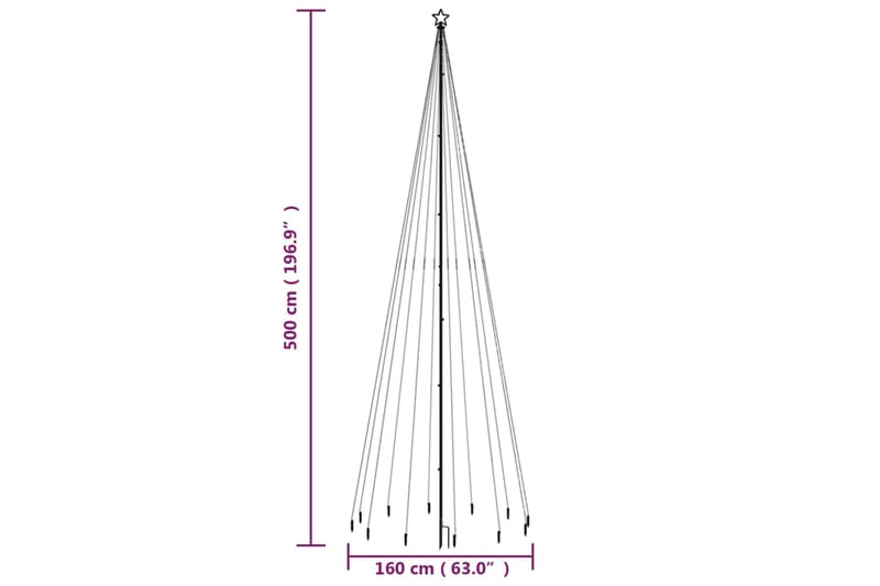 beBasic Joulukuusi piikillä 732 lämpimän valkoista LED-valoa 500 cm - Tekokuusi