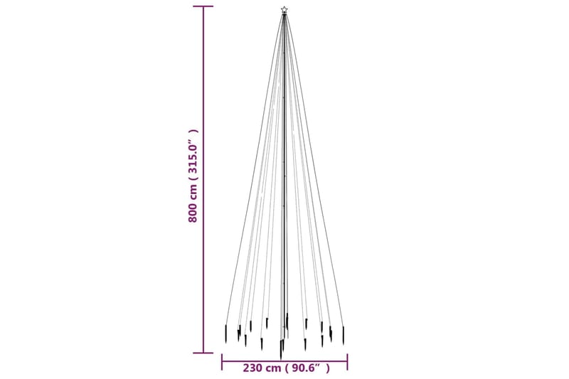 beBasic Joulukuusi piikillä 1134 moniväristä LED-valoa 800 cm - Tekokuusi