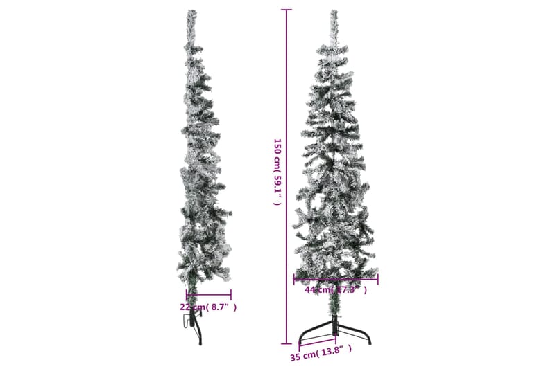 beBasic Kapea puolikas tekojoulukuusi lumihuurteella 150 cm - Sisustustuotteet - Joulukoristeet & juhlakoristeet - Joulukoristeet - Tekokuusi