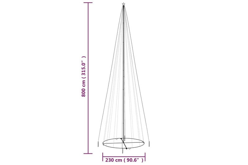 beBasic Kartio joulukuusi 1134 sinistä LED-valoa 230x800 cm - Tekokuusi