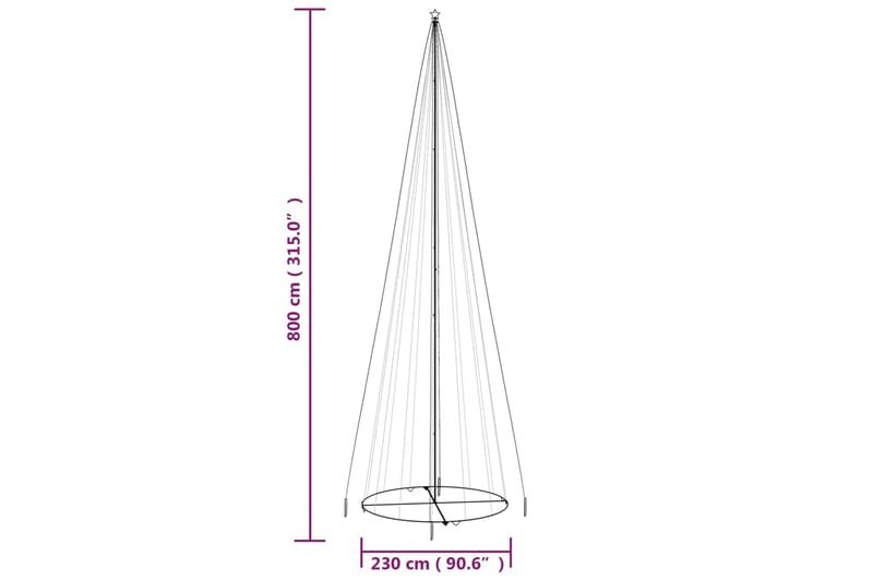 beBasic Kartio joulukuusi 1134 värikästä LED-valoa 230x800 cm - Tekokuusi