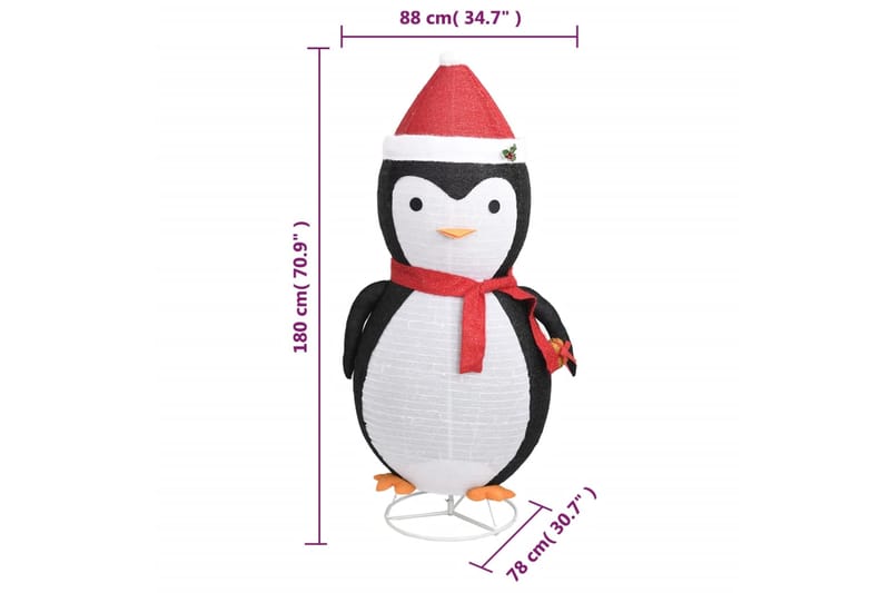 beBasic Pingviini joulukoriste LED-valoilla ylellinen kangas 180 cm - Musta - Sisustustuotteet - Joulukoristeet & juhlakoristeet - Joulukoristeet - Joulukynttilä