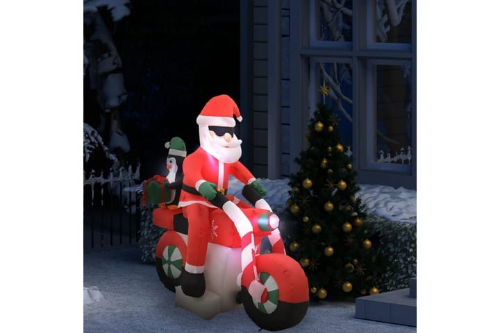 Ilmatäytteinen joulupukki moottoripyörällä LED IP44 160 cm - Joulukoristeet