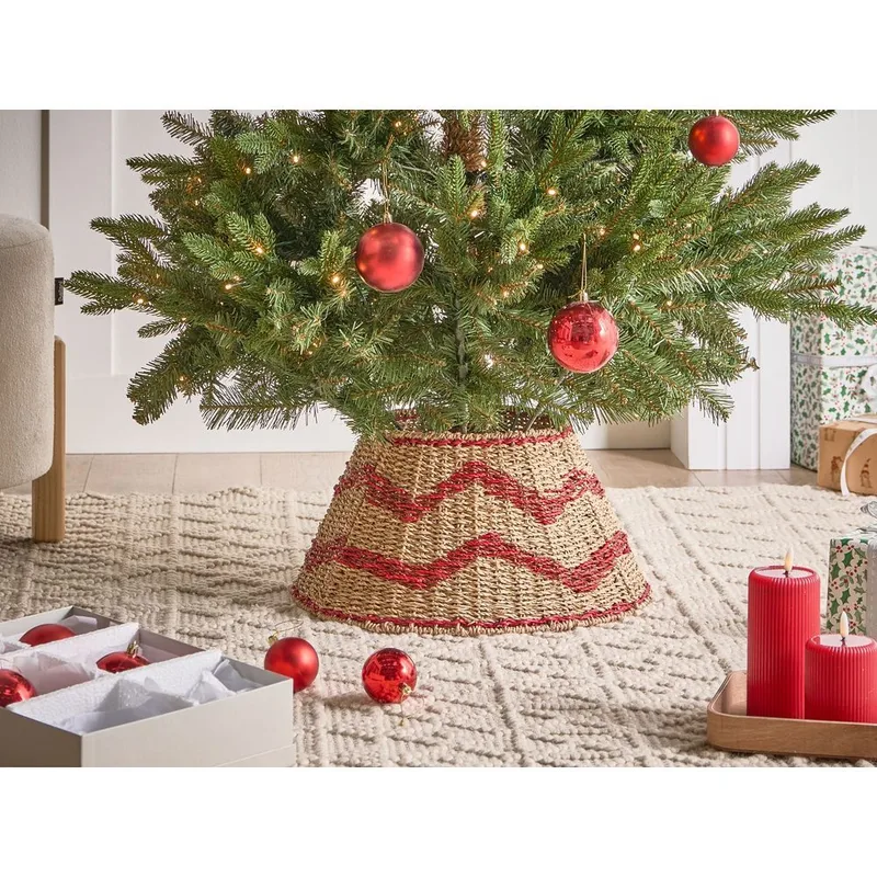 Joulukuusen kaulus Hiver - Luonnollinen, Punainen 43x43x24 cm - Sisustustuotteet - Joulukoristeet & juhlakoristeet - Joulukoristeet - Joulukuusen jalka