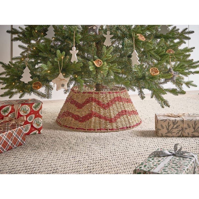 Joulukuusen kaulus Hiver - Luonnollinen, Punainen 51x51x24 cm - Sisustustuotteet - Joulukoristeet & juhlakoristeet - Joulukoristeet - Joulukuusen jalka