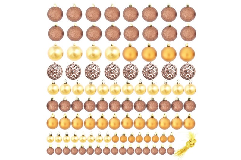 Joulukuusen pallosarja 6 cm 100 kpl - Ruskea/Pronssi/Kulta - Sisustustuotteet - Joulukoristeet & juhlakoristeet - Joulukoristeet - Joulukuusen koristeet