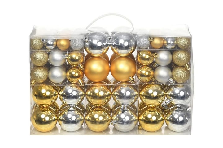 Joulukuusen pallosarja 100 kpl hopea/kulta - Monivärinen - Joulukuusen koristeet - Joulukoristeet
