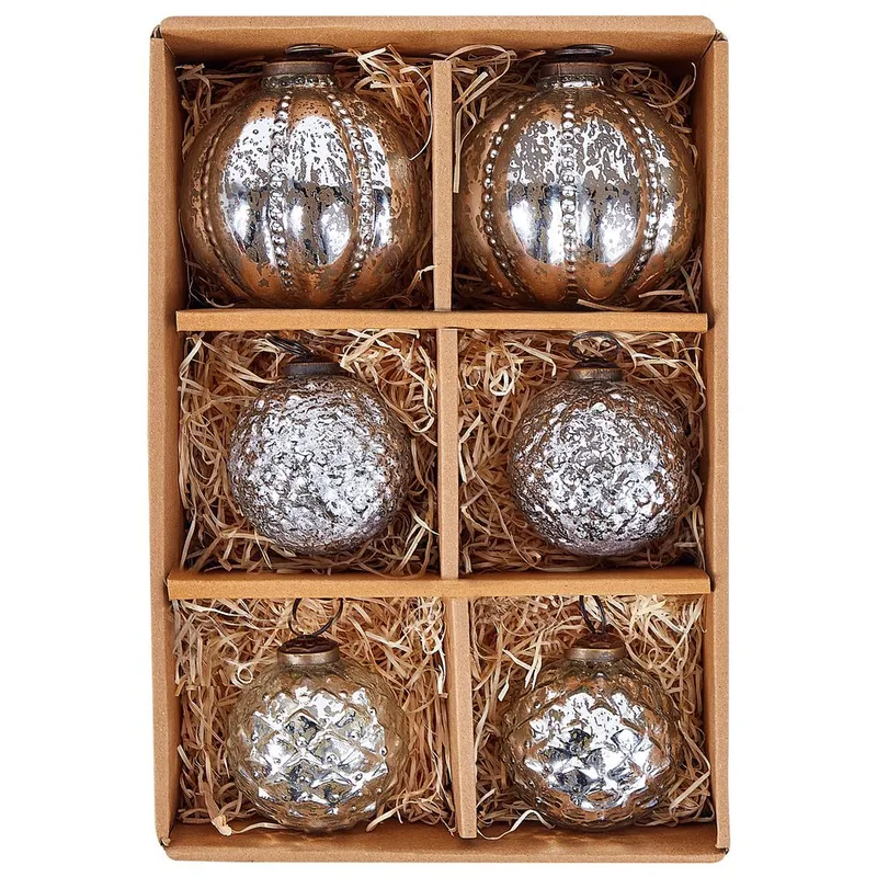 Joulukuusenkoristepallo Argentin Setti, 6 kpl - Hopea - Sisustustuotteet - Joulukoristeet & juhlakoristeet - Joulukoristeet - Joulukuusen koristeet