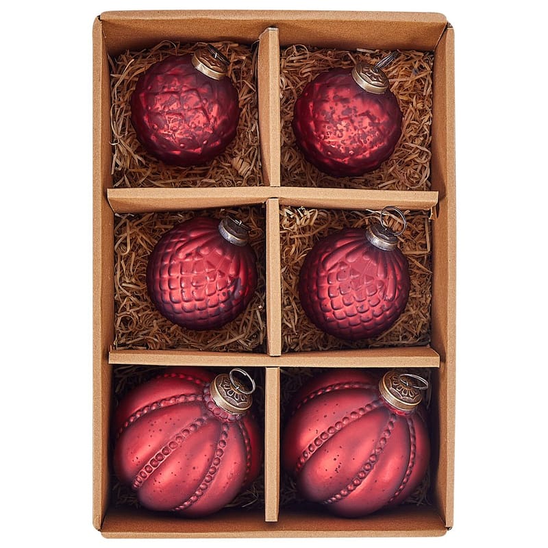 Joulukuusenkoristepallo Argentin Setti, 6 kpl - Punainen - Sisustustuotteet - Joulukoristeet & juhlakoristeet - Joulukoristeet - Joulukuusen koristeet