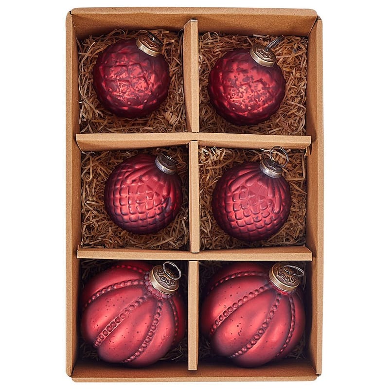 Joulukuusenkoristepallo Argentin Setti, 6 kpl - Punainen - Sisustustuotteet - Joulukoristeet & juhlakoristeet - Joulukoristeet - Joulukuusen koristeet