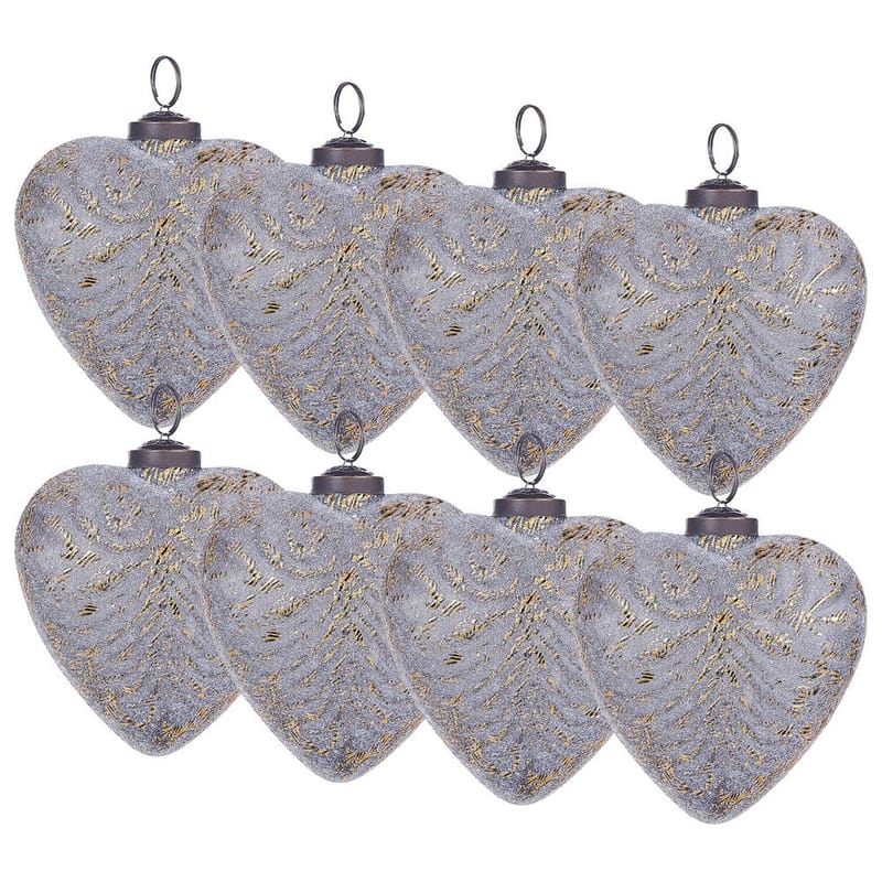 Joulukuusenkoristepallo Feriable Setti 8:lla, Harmaa, Kulta, Hopea