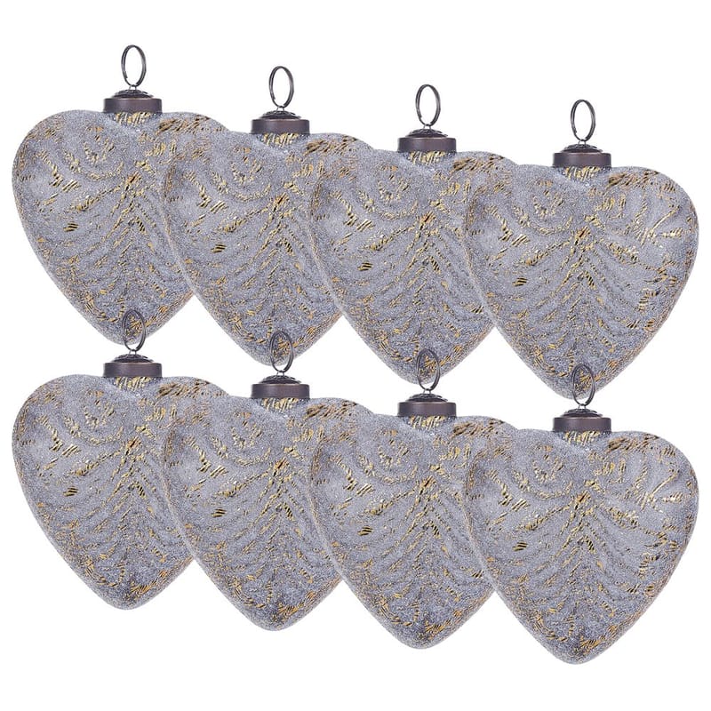 Joulukuusenkoristepallo Feriable Setti 8:lla, Harmaa, Kulta, Hopea