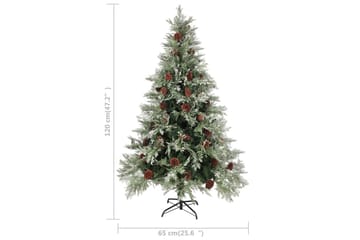 Tekojoulukuusi LED ja kävyt vihreä/valkoinen 120 cm - Sisustustuotteet - Joulukoristeet & juhlakoristeet - Joulukoristeet - Tekokuusi