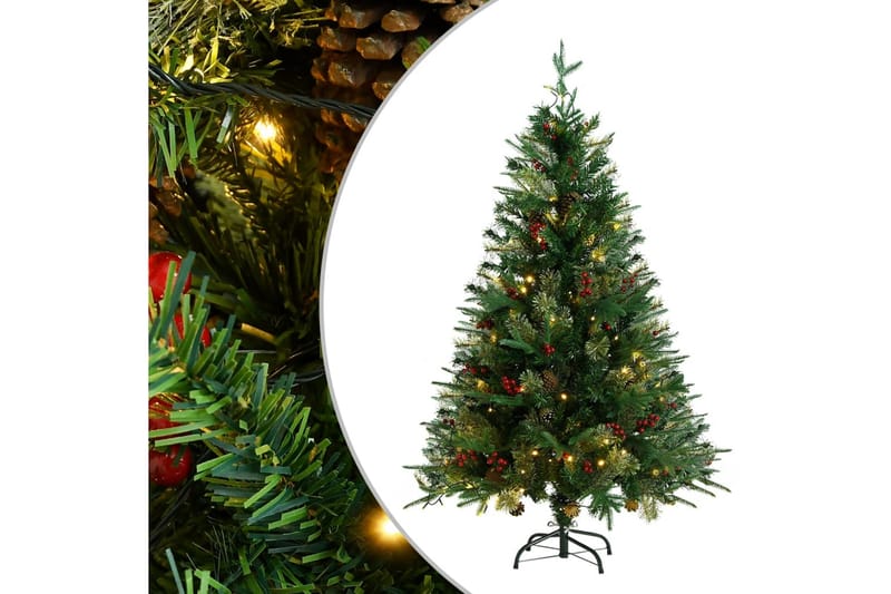 Tekojoulukuusi LED-valoilla ja kävyillä 120 cm PVC ja PE - Sisustustuotteet - Joulukoristeet & juhlakoristeet - Joulukoristeet - Tekokuusi