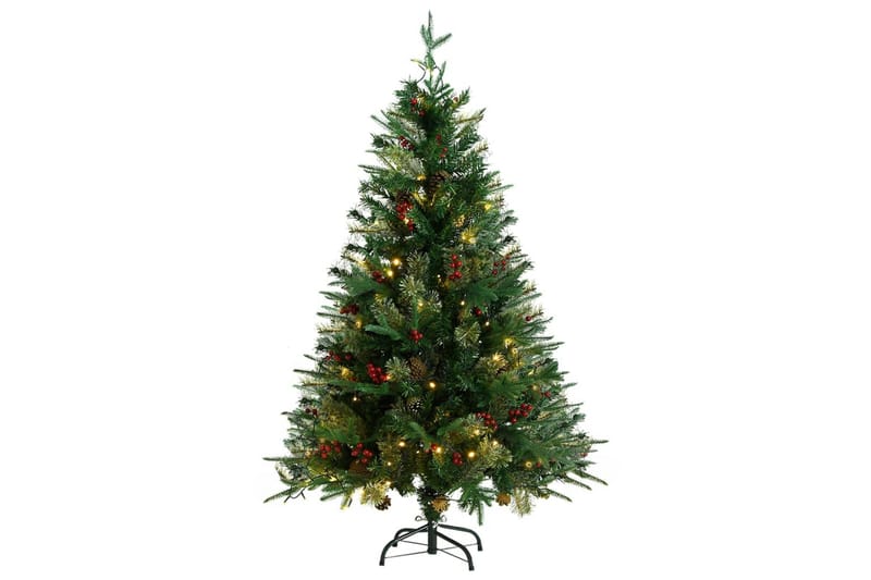 Tekojoulukuusi LED-valoilla ja kävyillä 120 cm PVC ja PE - Sisustustuotteet - Joulukoristeet & juhlakoristeet - Joulukoristeet - Tekokuusi