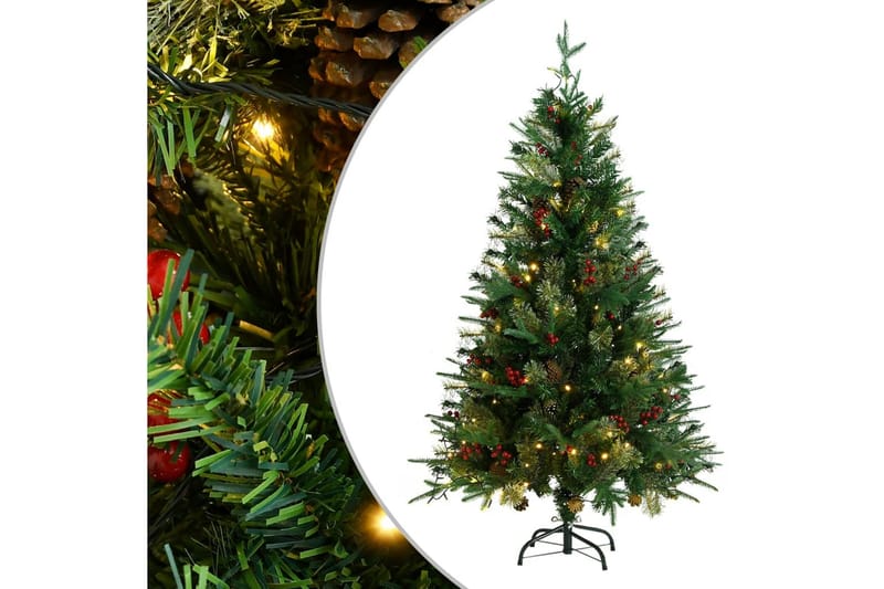 Tekojoulukuusi LED-valoilla ja kävyillä 150 cm PVC ja PE - Sisustustuotteet - Joulukoristeet & juhlakoristeet - Joulukoristeet - Tekokuusi