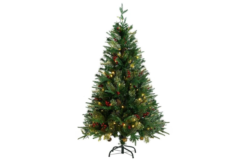 Tekojoulukuusi LED-valoilla ja kävyillä 150 cm PVC ja PE - Sisustustuotteet - Joulukoristeet & juhlakoristeet - Joulukoristeet - Tekokuusi