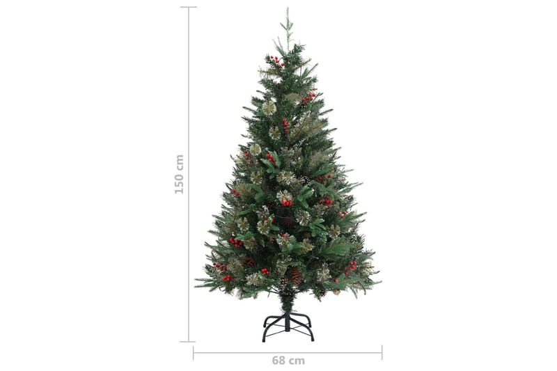 Tekojoulukuusi LED-valoilla ja kävyillä 150 cm PVC ja PE - Sisustustuotteet - Joulukoristeet & juhlakoristeet - Joulukoristeet - Tekokuusi