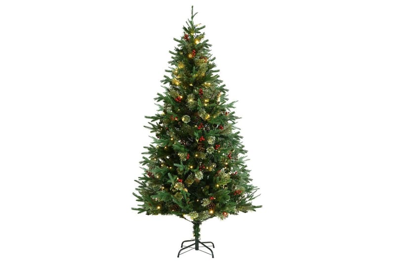 Tekojoulukuusi LED-valoilla ja kävyillä 195 cm PVC ja PE - Sisustustuotteet - Joulukoristeet & juhlakoristeet - Joulukoristeet - Tekokuusi