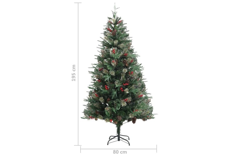 Tekojoulukuusi LED-valoilla ja kävyillä 195 cm PVC ja PE - Sisustustuotteet - Joulukoristeet & juhlakoristeet - Joulukoristeet - Tekokuusi