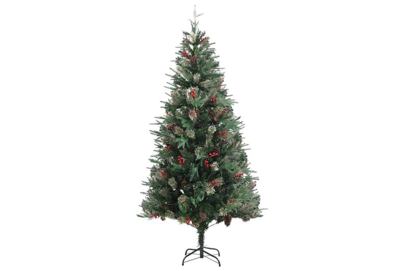 Tekojoulukuusi LED-valoilla ja kävyillä 225 cm PVC ja PE - Sisustustuotteet - Joulukoristeet & juhlakoristeet - Joulukoristeet - Tekokuusi