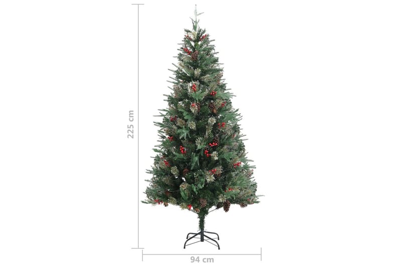Tekojoulukuusi LED-valoilla ja kävyillä 225 cm PVC ja PE - Sisustustuotteet - Joulukoristeet & juhlakoristeet - Joulukoristeet - Tekokuusi