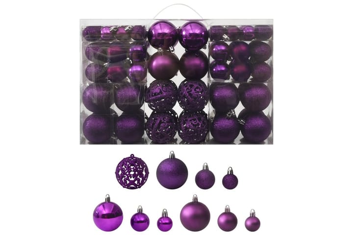 Joulukuusen pallosarja 100 kpl violetti - Tekokuusi