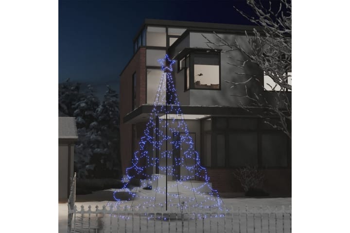 Joulukuusi metallitolpalla 500 LED-valolla sininen 3 m - Tekokuusi