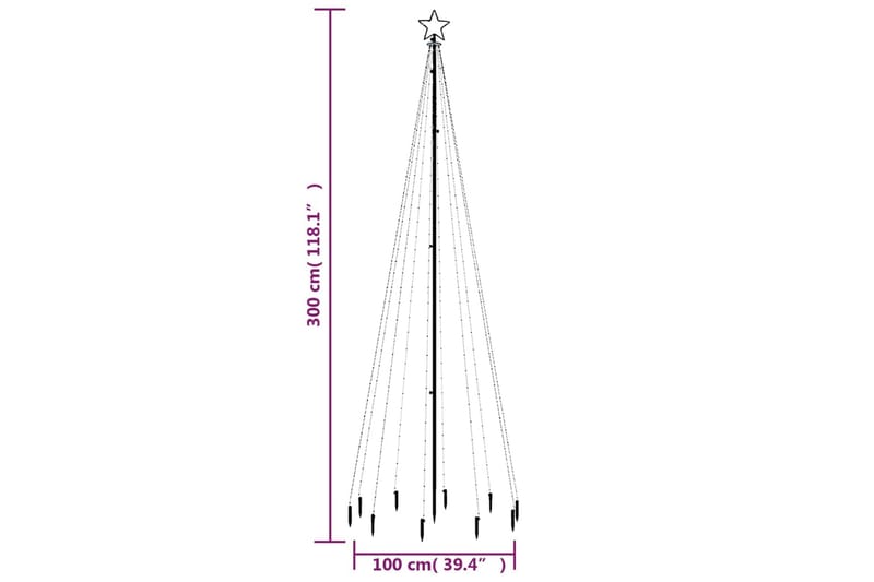 Joulukuusi piikillä 310 sinistä LED-valoa 300 cm - Tekokuusi