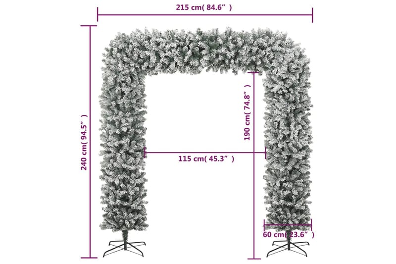 Joulukuusikaari lumihuurteella 240 cm - Sisustustuotteet - Joulukoristeet & juhlakoristeet - Joulukoristeet - Tekokuusi