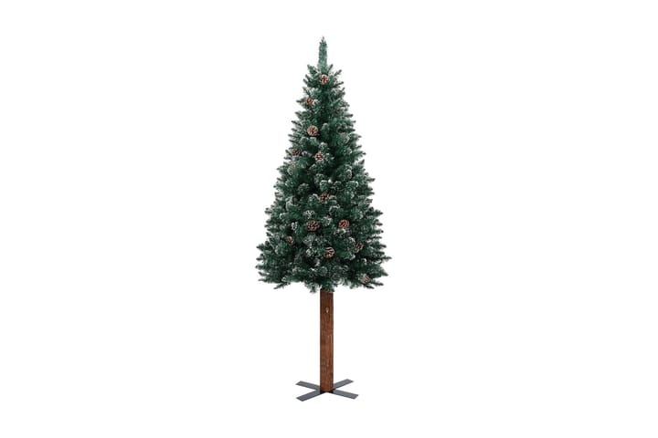 Kapea joulukuusi aidolla puulla ja lumella vihreä 150 cm - Tekokuusi