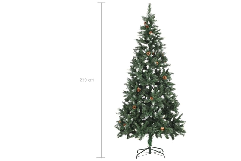 Tekojoulukuusi kävyillä ja valkoisella kimalluksella 210 cm - Vihreä - Sisustustuotteet - Joulukoristeet & juhlakoristeet - Joulukoristeet - Tekokuusi