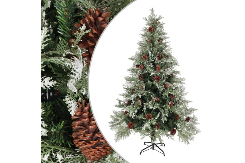 Tekojoulukuusi kävyillä vihreä ja valkoinen 120 cm PVC ja PE - Sisustustuotteet - Joulukoristeet & juhlakoristeet - Joulukoristeet - Tekokuusi