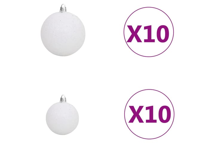 Tekojoulukuusi LED-valoilla ja palloilla valkoinen 210 cm - Tekokuusi