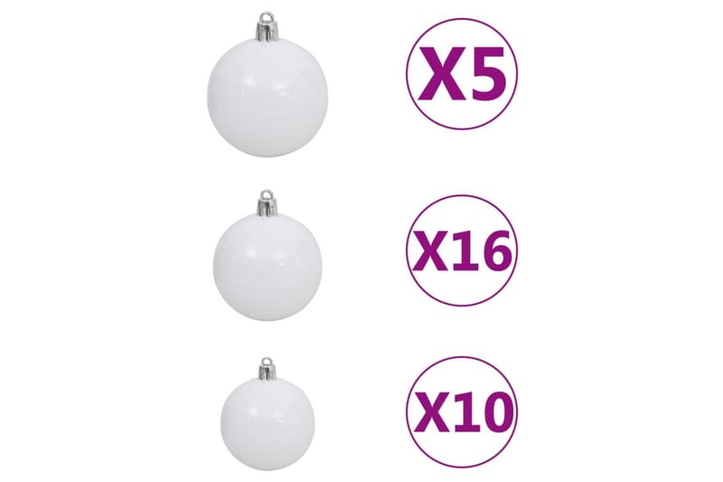 Tekojoulukuusi LED-valoilla ja palloilla valkoinen 210 cm - Sisustustuotteet - Joulukoristeet & juhlakoristeet - Joulukoristeet - Tekokuusi