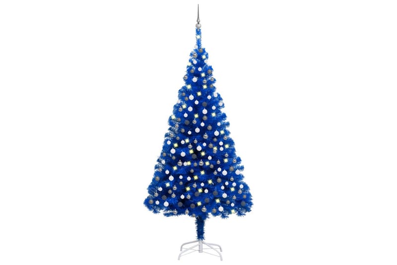 Tekojoulukuusi LED-valoilla ja palloilla sininen 210 cm PVC - Sisustustuotteet - Joulukoristeet & juhlakoristeet - Joulukoristeet - Tekokuusi