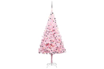 Tekojoulukuusi LED-valoilla ja palloilla pinkki 240 cm PVC - Sisustustuotteet - Joulukoristeet & juhlakoristeet - Joulukoristeet - Tekokuusi