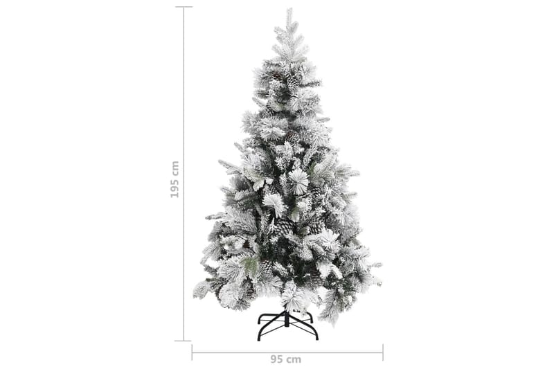 Tekojoulukuusi lumihuurteella ja kävyillä 195 cm PVC ja PE - Sisustustuotteet - Joulukoristeet & juhlakoristeet - Joulukoristeet - Tekokuusi