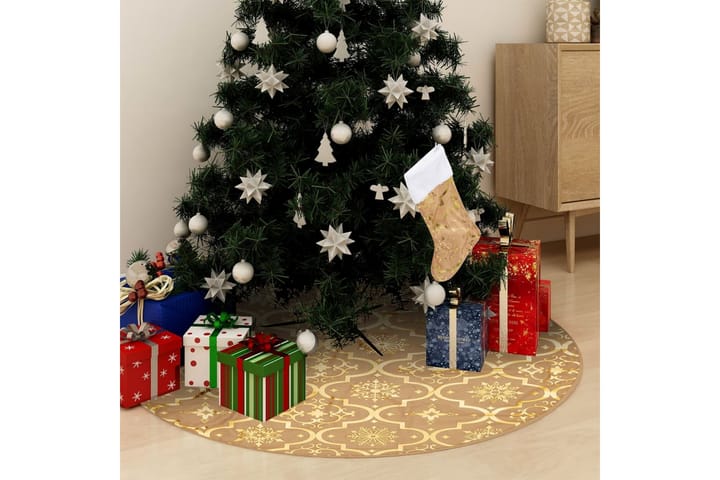 Ylellinen joulukuusen jalustapeite sukalla kelt. 122 cm - Joulukuusen jalka - Joulukoristeet