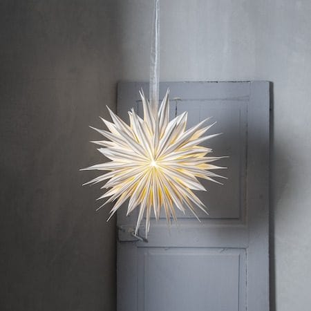 Print-paperitähti 60 cm - valkoinen beigeillä raidoilla - Sisustustuotteet - Joulukoristeet & juhlakoristeet - Joulukoristeet