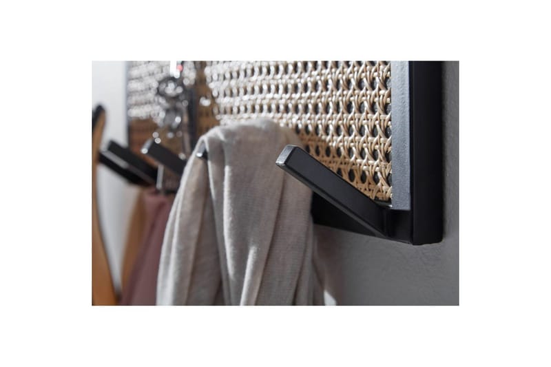 Eteinen Wohnling Seinään Kiinnitettävä Naulakko Mangon Massiivipuusta 2-Rivinen Metallikoukku Teline Jauhemaalattu - Sisustustuotteet - Kalustevetimet - Huonekaluhelat