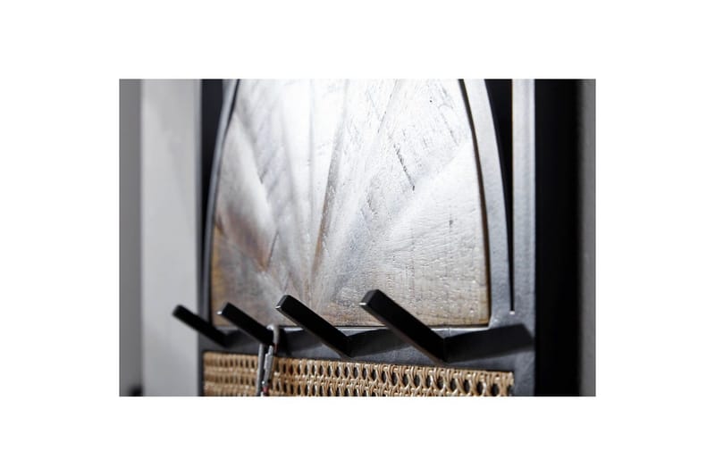 Eteinen Wohnling Seinään Kiinnitettävä Naulakko Mangon Massiivipuusta 2-Rivinen Metallikoukku Teline Jauhemaalattu - Säilytys - Vaatesäilytys - Vaatenaulakko - Koukkunaulakot