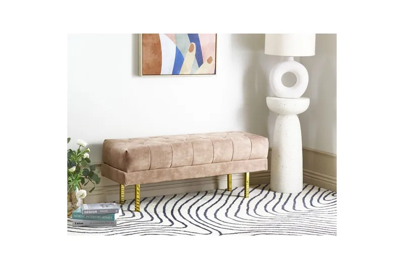 Istuimen penkki Roseville Tummabeige/Kulta - Tummabeige/Kulta - Sisustustuotteet - Kalustevetimet - Huonekaluhelat - Kalustejalat