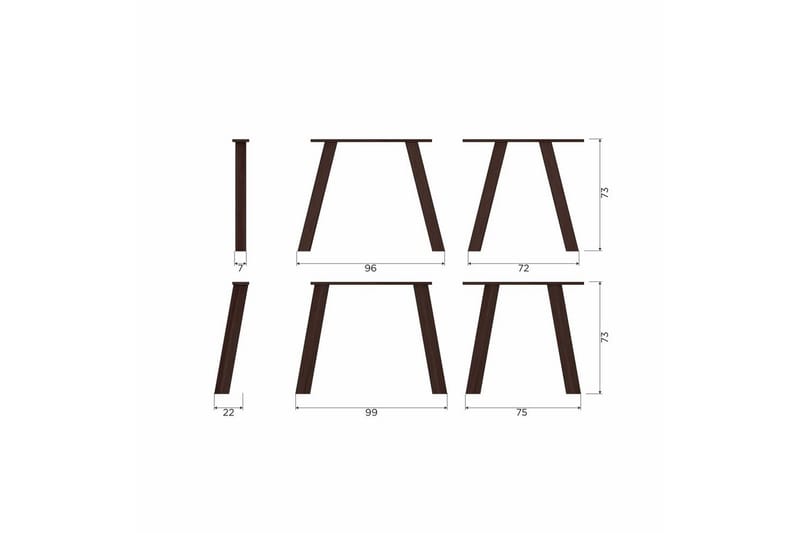Pöydän jalka Haarlem Setti 2 - Mystic Brown - Sisustustuotteet - Kalustevetimet - Huonekaluhelat - Kalustejalat