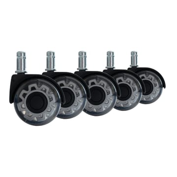 Toimistotarvike Amstyle Polyuretaani, tasaisesti liikkuva, yleismallinen, 50 mm - Musta, läpinäkyvä harmaa ja hopea - Sisustustuotteet - Kalustevetimet - Huonekaluhelat - Kalustejalat