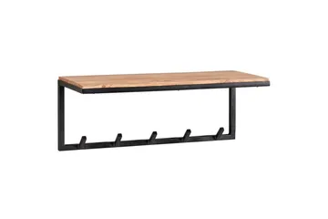 Seinähylly Wohnling Massiivipuinen metallinen seinään kiinnitettävä naulakko 70 cm teollinen - Säilytys - Vaatesäilytys - Vaatenaulakko - Koukkunaulakot